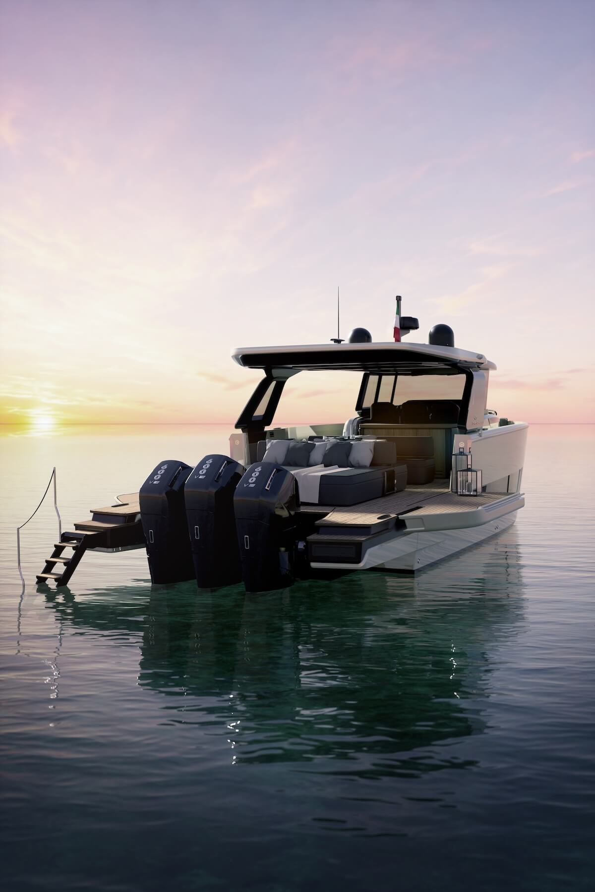 Cranchi A48 O/B — Walkaround-Deck mit Beach-Area
